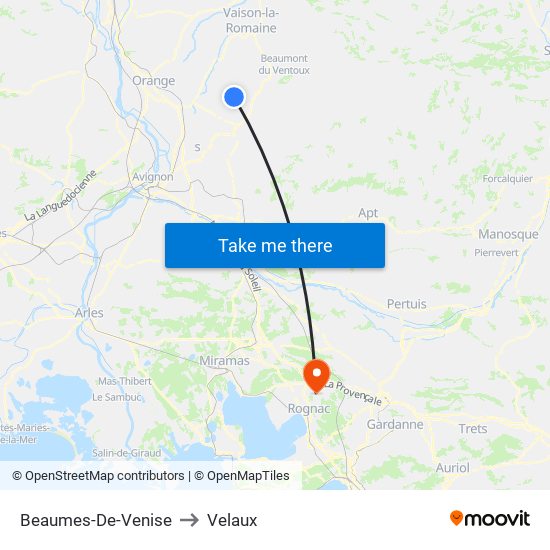 Beaumes-De-Venise to Velaux map