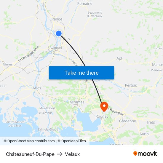 Châteauneuf-Du-Pape to Velaux map