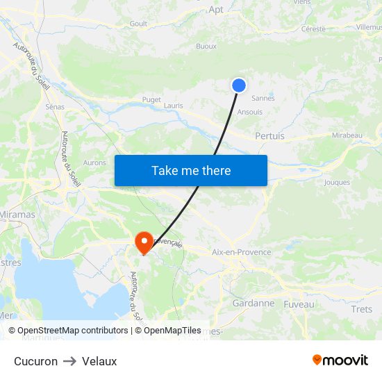 Cucuron to Velaux map
