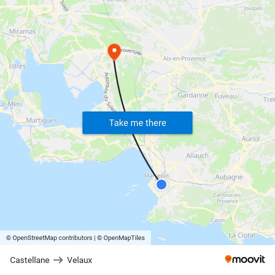 Castellane to Velaux map