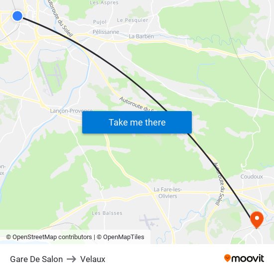 Gare De Salon to Velaux map