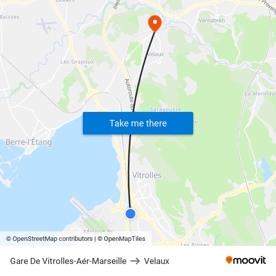 Gare De Vitrolles-Aér-Marseille to Velaux map