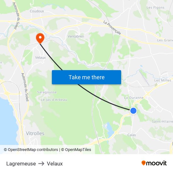 Lagremeuse to Velaux map