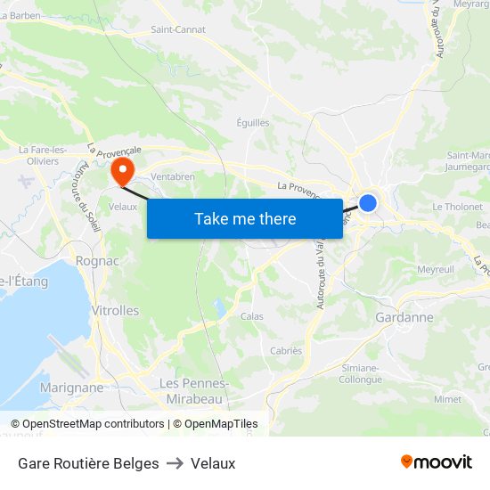 Gare Routière Belges to Velaux map