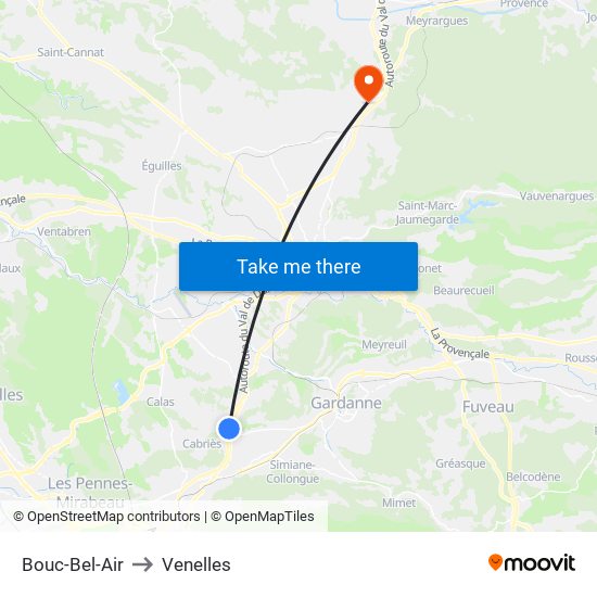 Bouc-Bel-Air to Venelles map