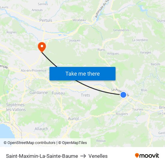 Saint-Maximin-La-Sainte-Baume to Venelles map