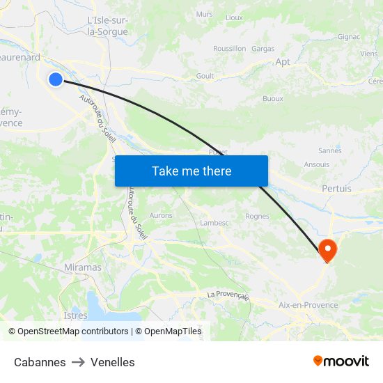Cabannes to Venelles map