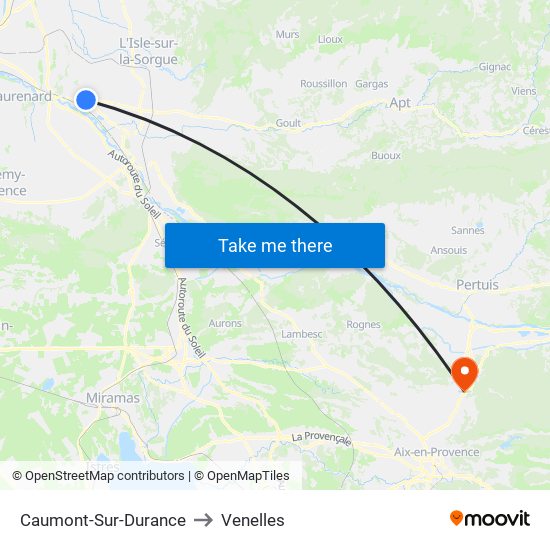 Caumont-Sur-Durance to Venelles map