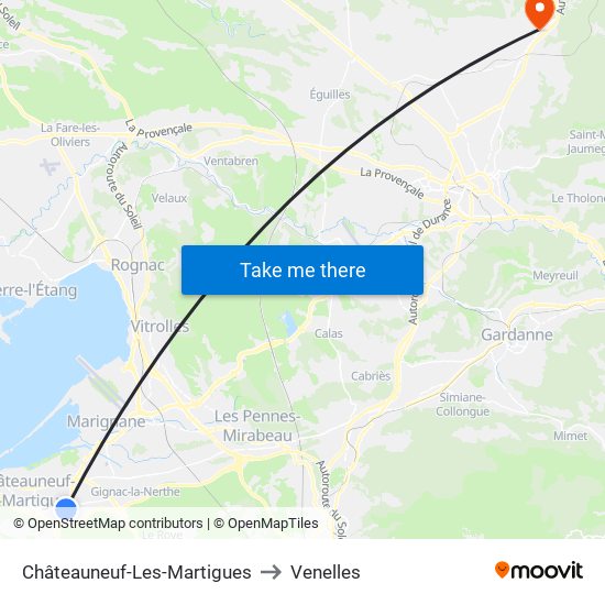 Châteauneuf-Les-Martigues to Venelles map