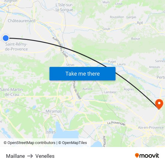 Maillane to Venelles map