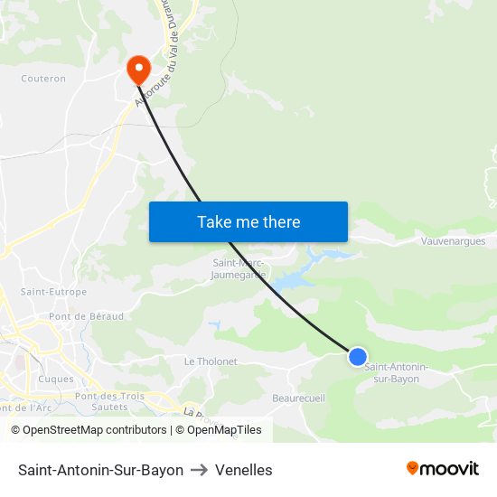 Saint-Antonin-Sur-Bayon to Venelles map