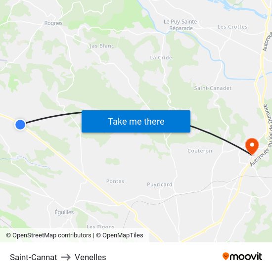 Saint-Cannat to Venelles map