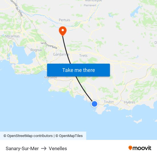 Sanary-Sur-Mer to Venelles map