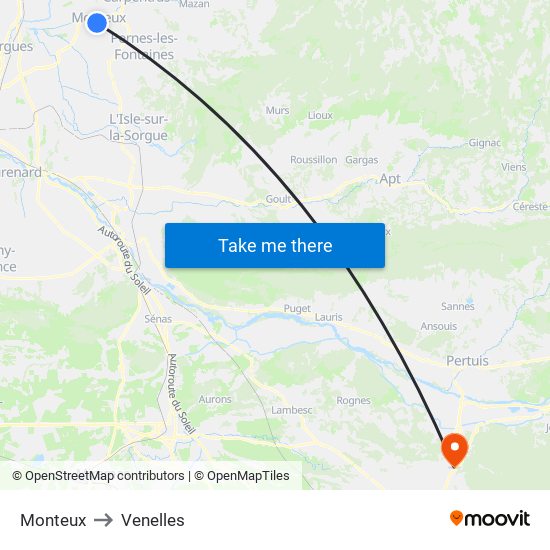 Monteux to Venelles map