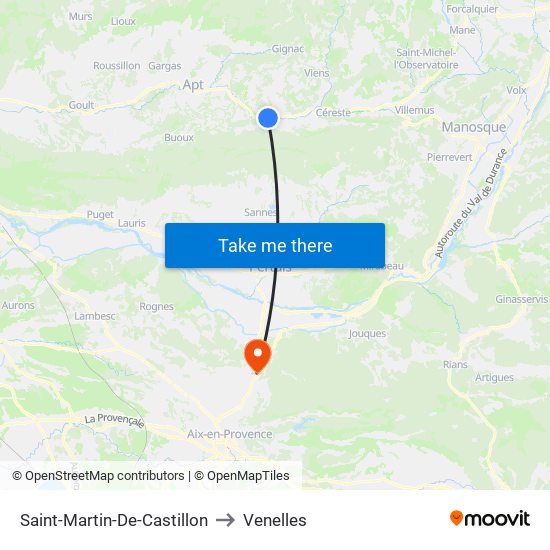 Saint-Martin-De-Castillon to Venelles map