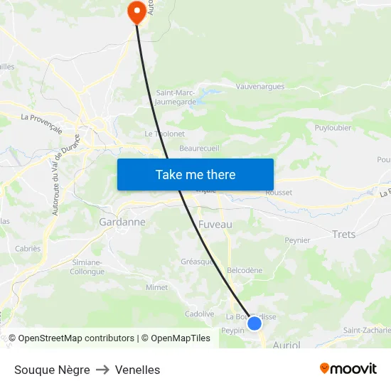 Souque Nègre to Venelles map