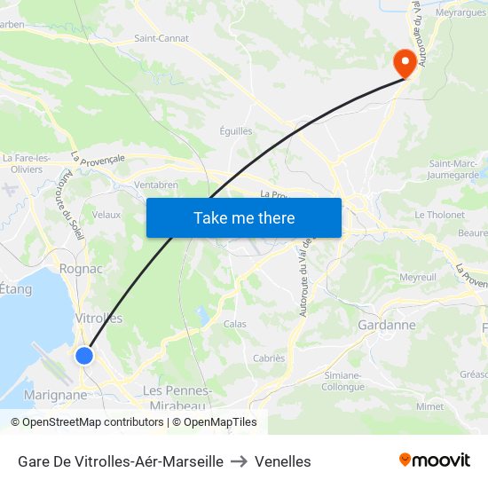 Gare De Vitrolles-Aér-Marseille to Venelles map