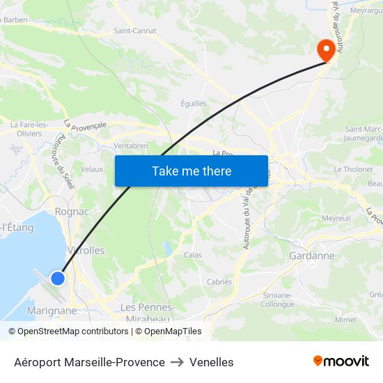 Aéroport Marseille-Provence to Venelles map