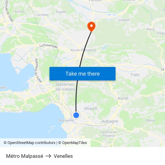 Métro Malpassé to Venelles map