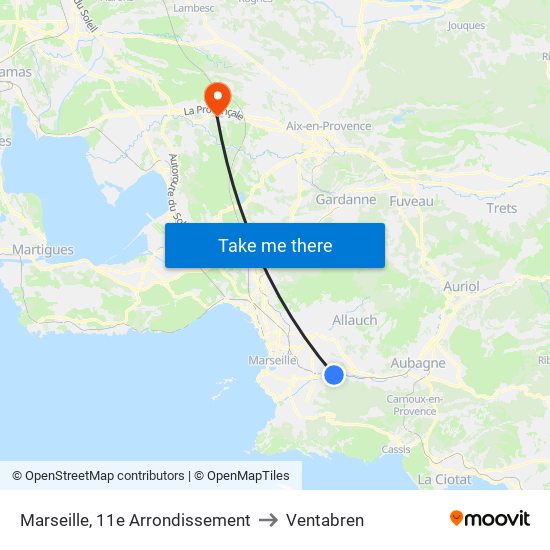 Marseille, 11e Arrondissement to Ventabren map