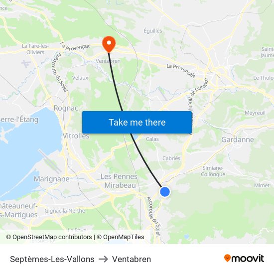 Septèmes-Les-Vallons to Ventabren map