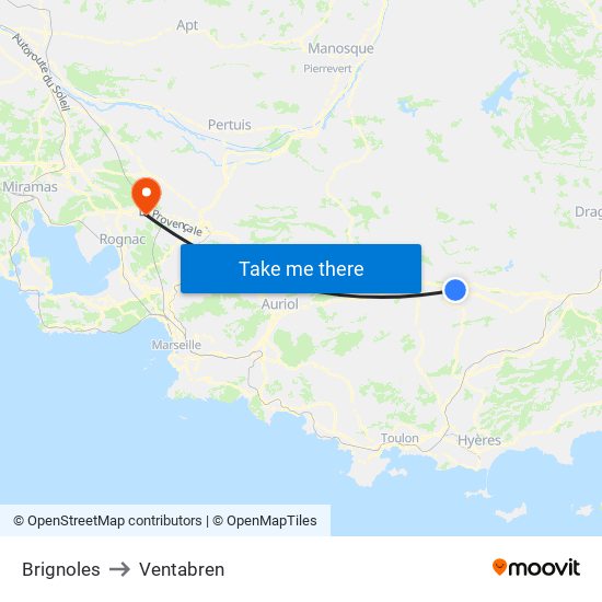 Brignoles to Ventabren map