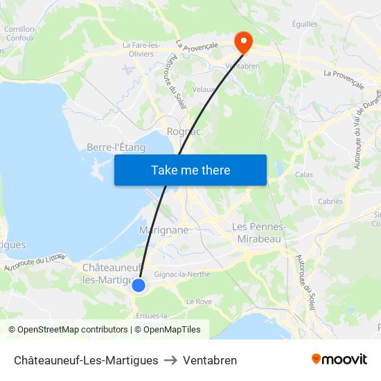 Châteauneuf-Les-Martigues to Ventabren map