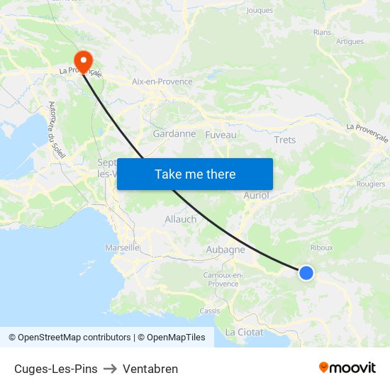 Cuges-Les-Pins to Ventabren map