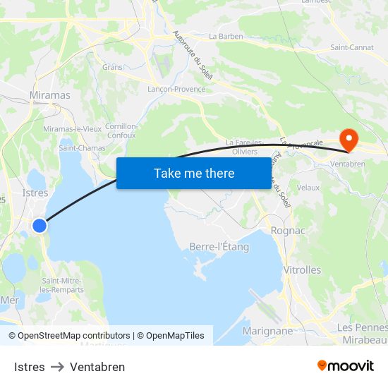 Istres to Ventabren map