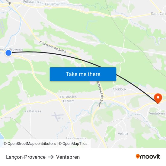 Lançon-Provence to Ventabren map