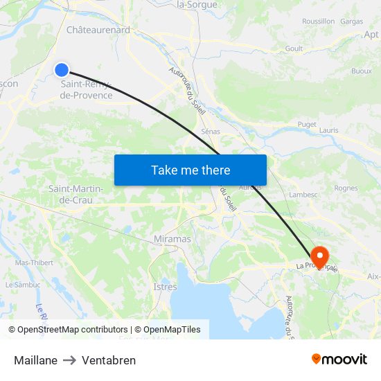 Maillane to Ventabren map