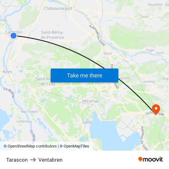 Tarascon to Ventabren map