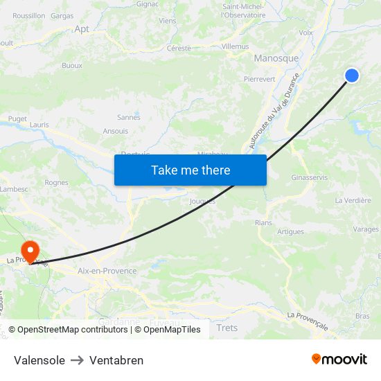 Valensole to Ventabren map