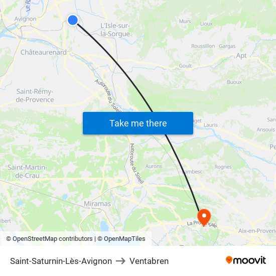 Saint-Saturnin-Lès-Avignon to Ventabren map
