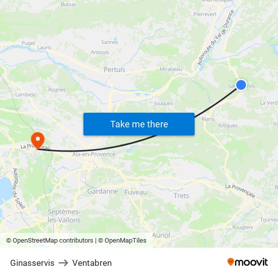 Ginasservis to Ventabren map