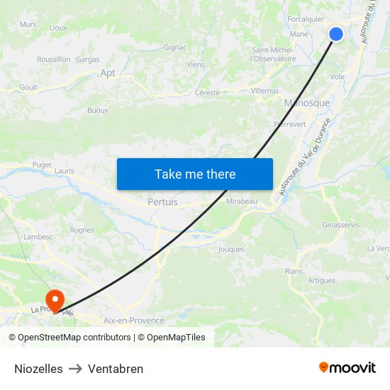 Niozelles to Ventabren map