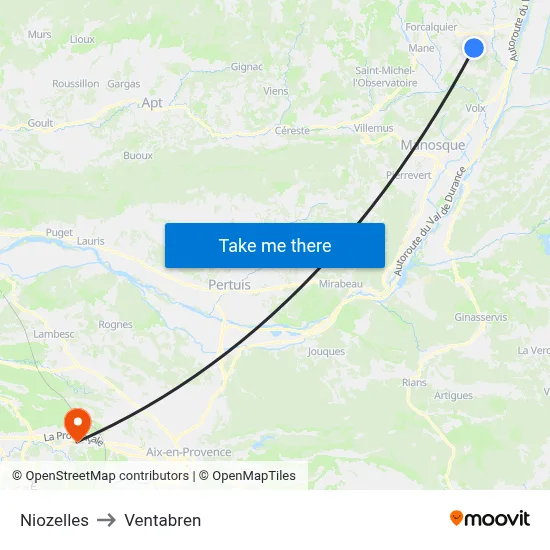 Niozelles to Ventabren map