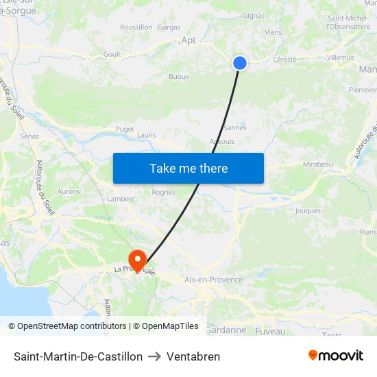 Saint-Martin-De-Castillon to Ventabren map