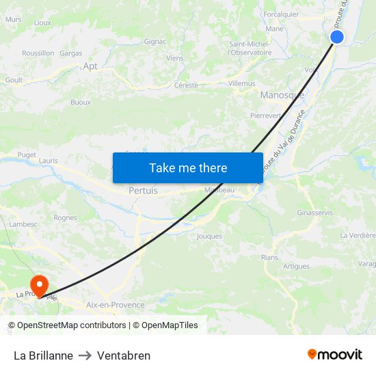 La Brillanne to Ventabren map
