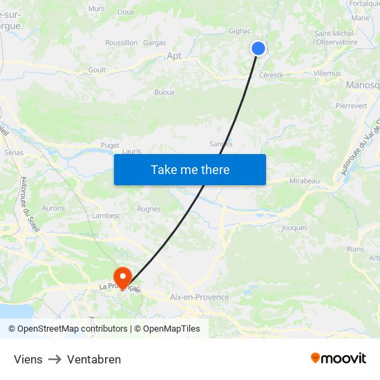 Viens to Ventabren map