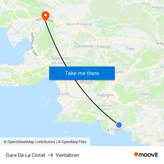 Gare De La Ciotat to Ventabren map