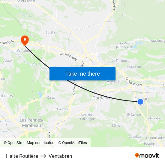 Halte Routière to Ventabren map