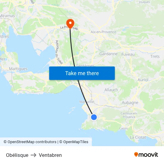 Obélisque to Ventabren map