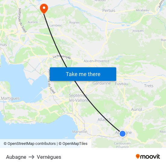 Aubagne to Vernègues map