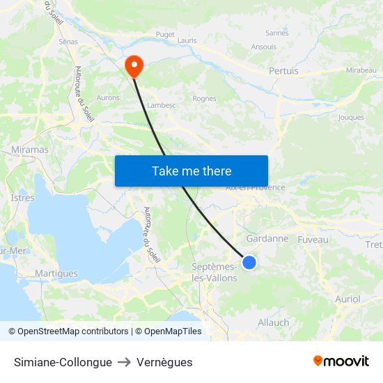 Simiane-Collongue to Vernègues map