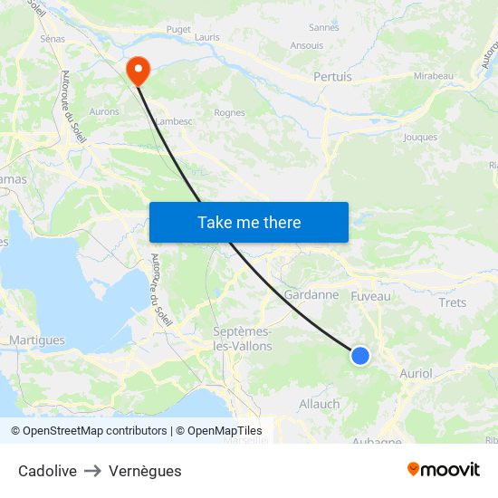 Cadolive to Vernègues map