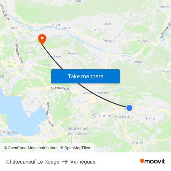 Châteauneuf-Le-Rouge to Vernègues map