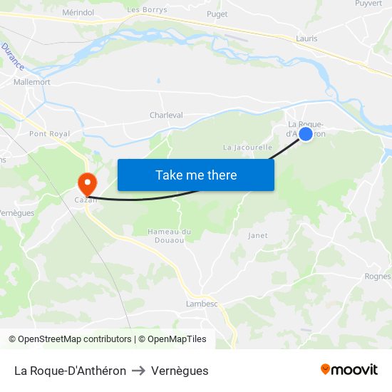La Roque-D'Anthéron to Vernègues map