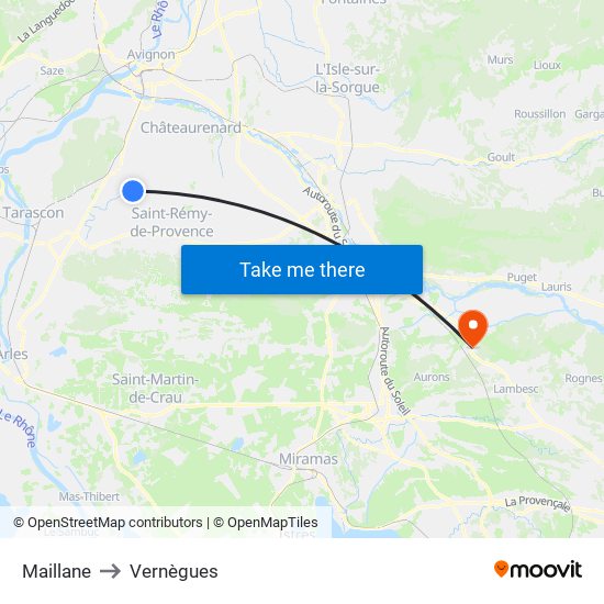 Maillane to Vernègues map