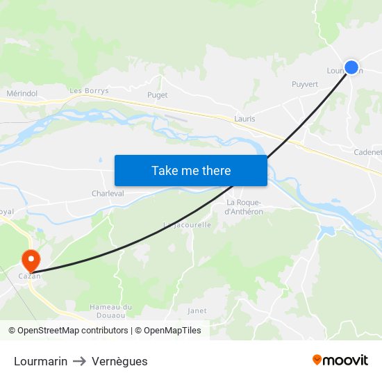 Lourmarin to Vernègues map